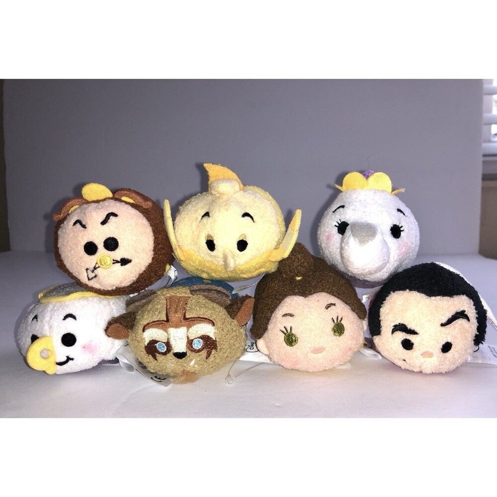 Disney Tsum Tsum Beauty and the Beast Mini Plush Lot of 7 Belle Beast Gaston